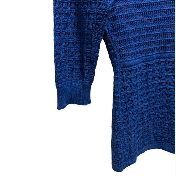 DKNY Jeans Women's Blue Open-Knit Button-Front Cardigan Size Medium - Picture 4 of 6